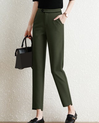 Contrast Pocket Step Hem Tailored Pants For Women